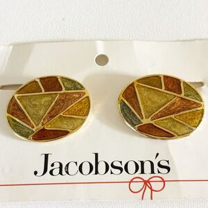 Vtg Gold Tone Musi Clip On Earrings French Designer Statement Earrings Chunky